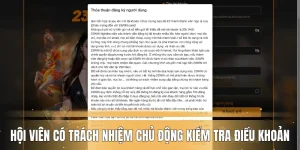 Hội viên có trách nhiệm chủ động kiểm tra điều khoản